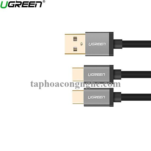 Ugreen 40350 0.5m màu Đen Cáp USB-A sang 2 đầu TypeC cao cấp US196 30040350